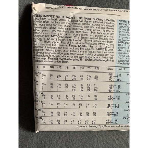 Butterick Misses Jacket Top Skirt Shorts Pants Sewing Pattern sz 18-22 6450 - un - Picture 3 of 4